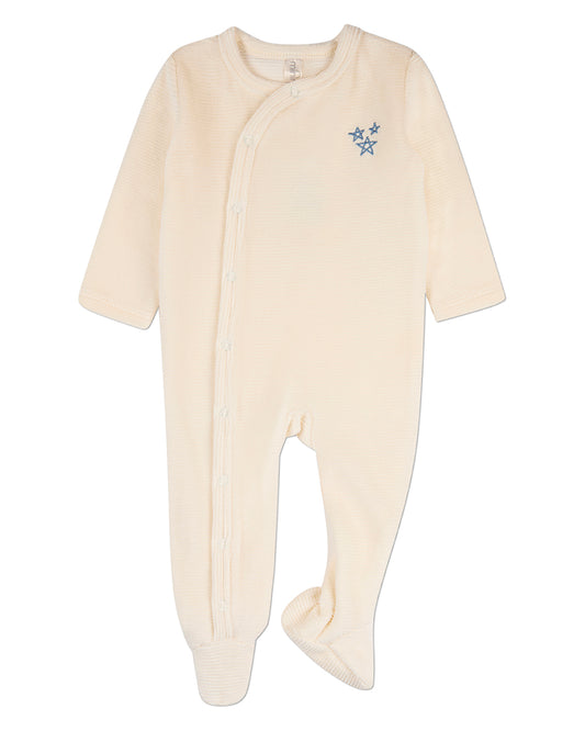 Baby Boys "Star Cluster" Cotton-Rich Mini-Ribbed Velour Footie