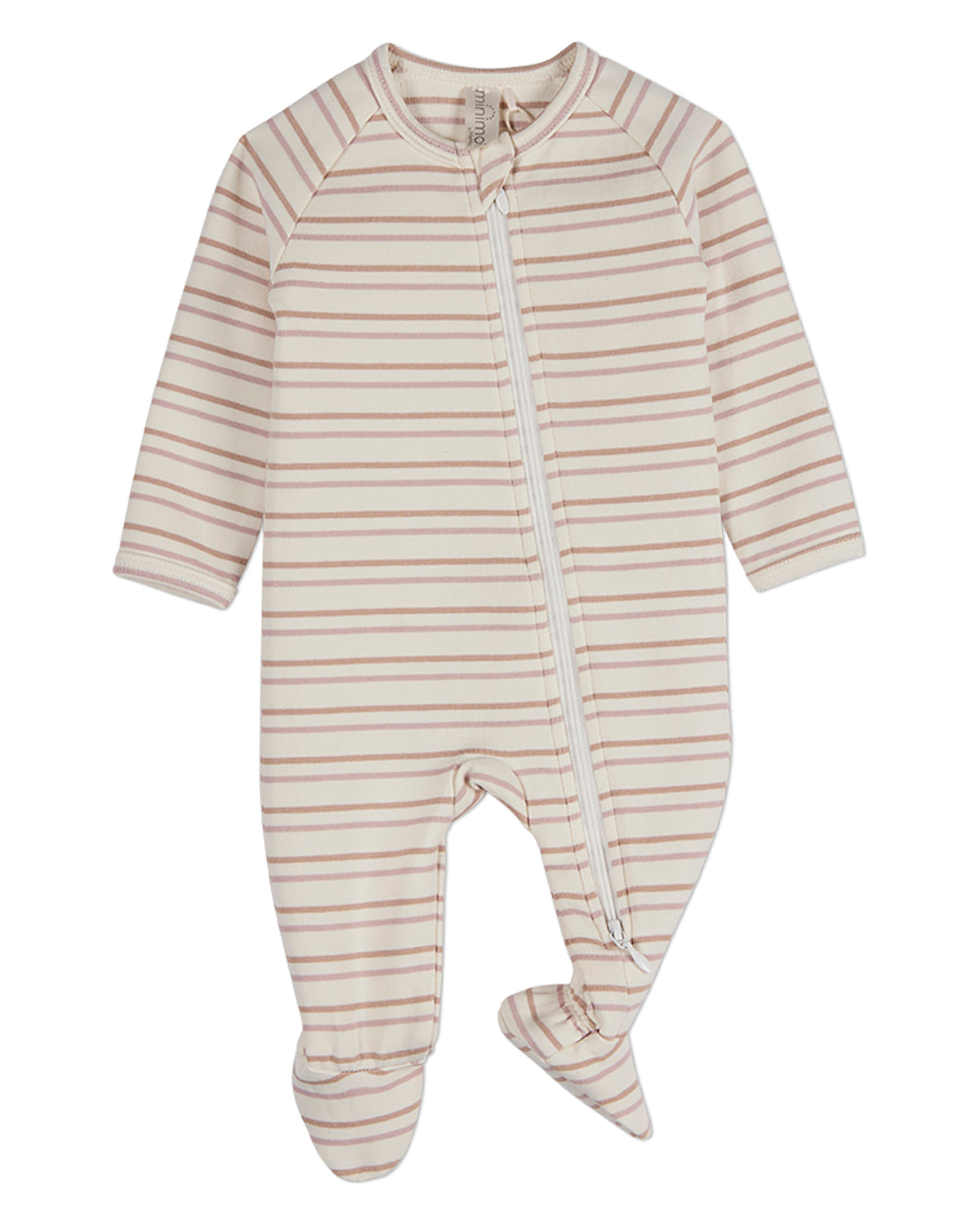 Baby and Toddler "Soft Stripe" Cotton Rich 2 Way Zipper Footie : Color: Lilac