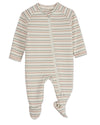 Baby and Toddler "Soft Stripe" Cotton Rich 2 Way Zipper Footie : Color: Sage Green