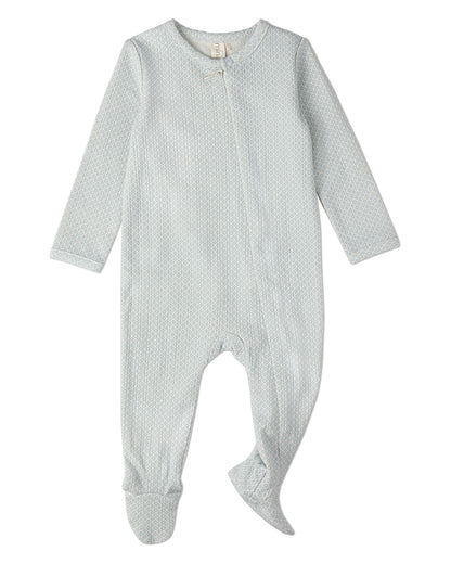 Baby 100% Cotton Knit Zippered Footie with All-Over Abstract Pattern