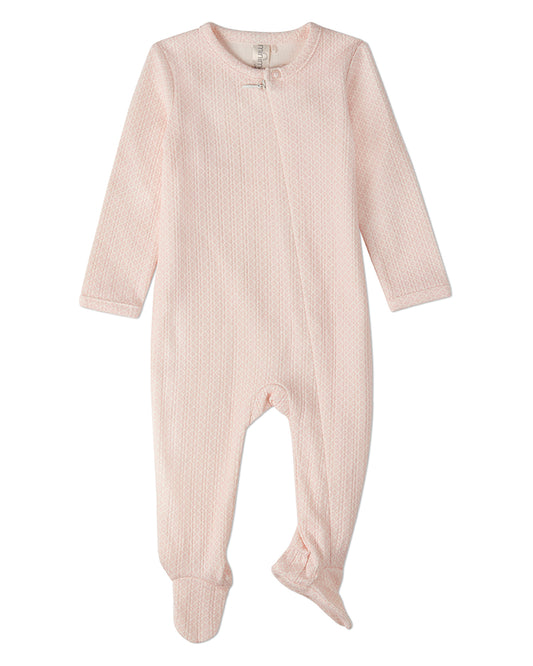 Baby 100% Cotton Knit Zippered Footie with All-Over Abstract Pattern