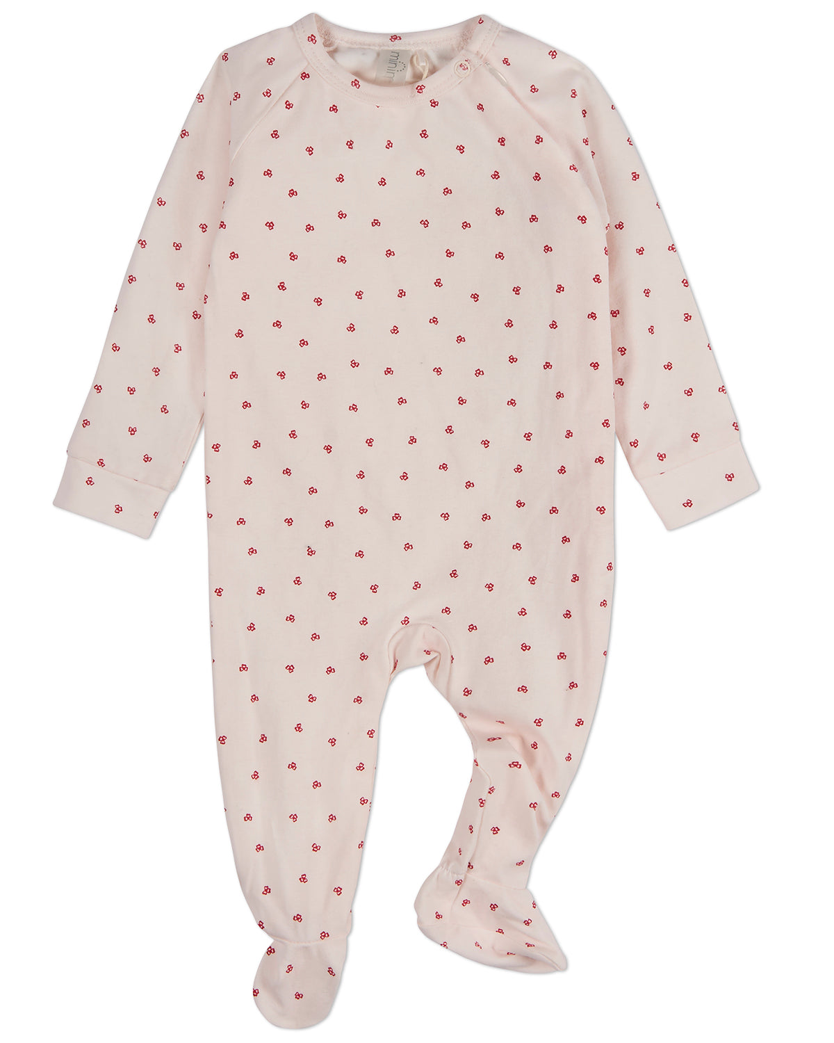 Baby Clover-Print Hidden Zip Footie : Color: Barely Pink