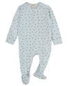 Baby Clover-Print Hidden Zip Footie : Color: Blue