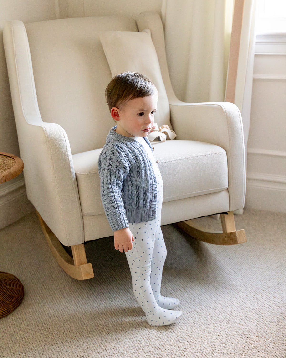 Baby Clover-Print Hidden Zip Footie