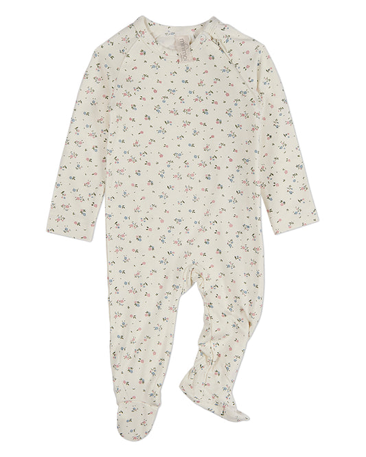 Baby Girls "Fairy Flowers" Silky-Soft Allover Floral Printed Footie : Color: Marshmallow