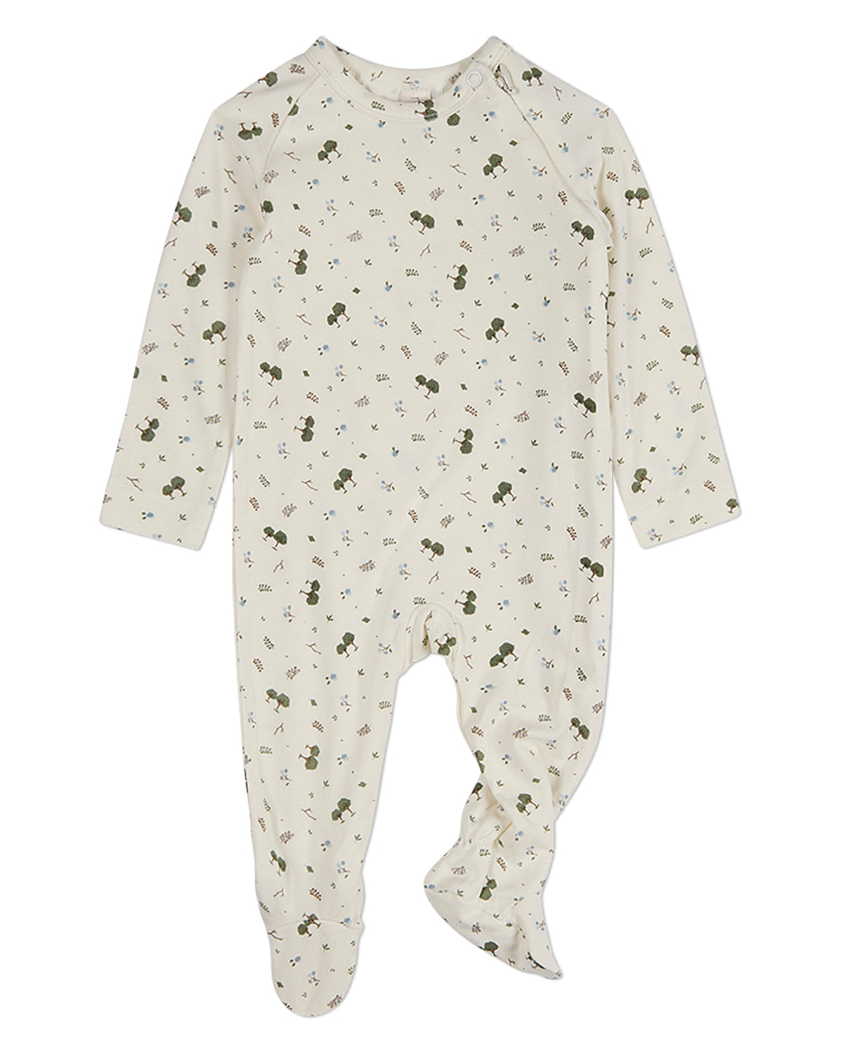 Baby Boys "Whimsical Foliage" Allover Print Zippered Footie : Color: Marshmallow