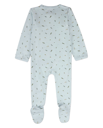 Baby "Tiny Leaves" Rayon-Blend Front-Zip Footie