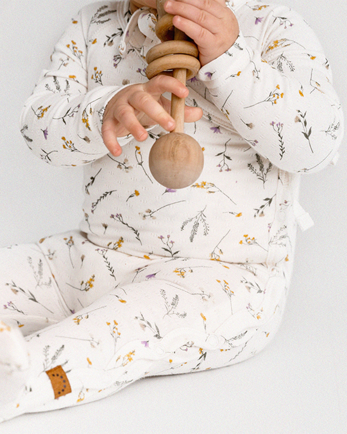 Baby and Toddler Girls Pointelle "Pretty Petals" Rayon from Bamboo Blend Footie : Color: Winter White