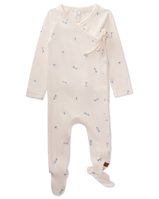 Baby and Toddler Boys "Lighthouse" Pointelle Rayon from Bamboo Blend Footie : Color: Winter White