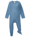 Solid Ribbed Cross Over Tie Footie : Color: Blue Bell
