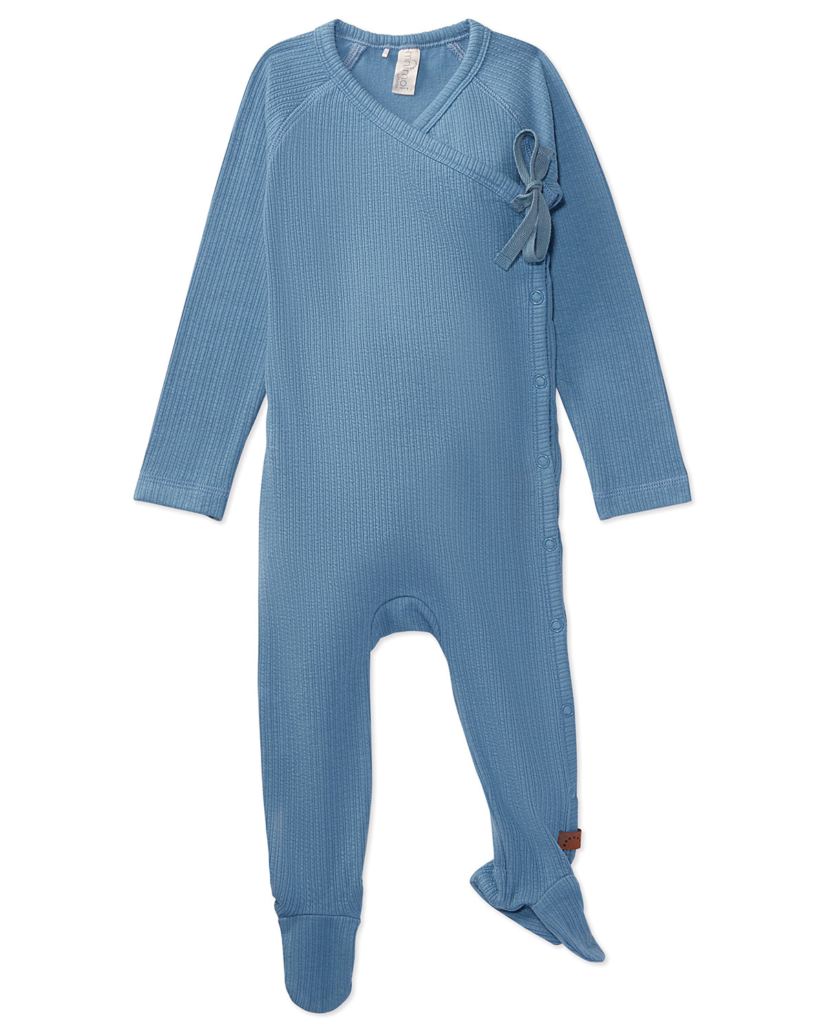 Solid Ribbed Cross Over Tie Footie : Color: Blue Bell