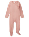 Solid Ribbed Cross Over Tie Footie : Color: Rose