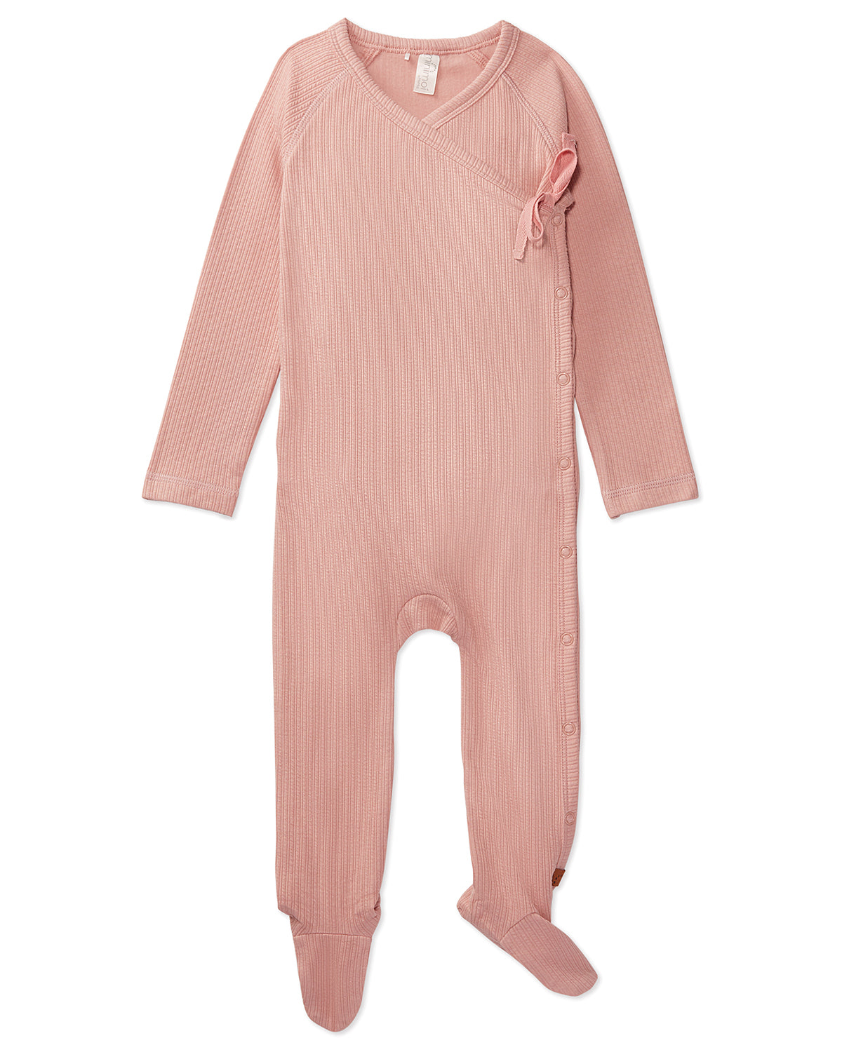 Solid Ribbed Cross Over Tie Footie : Color: Rose