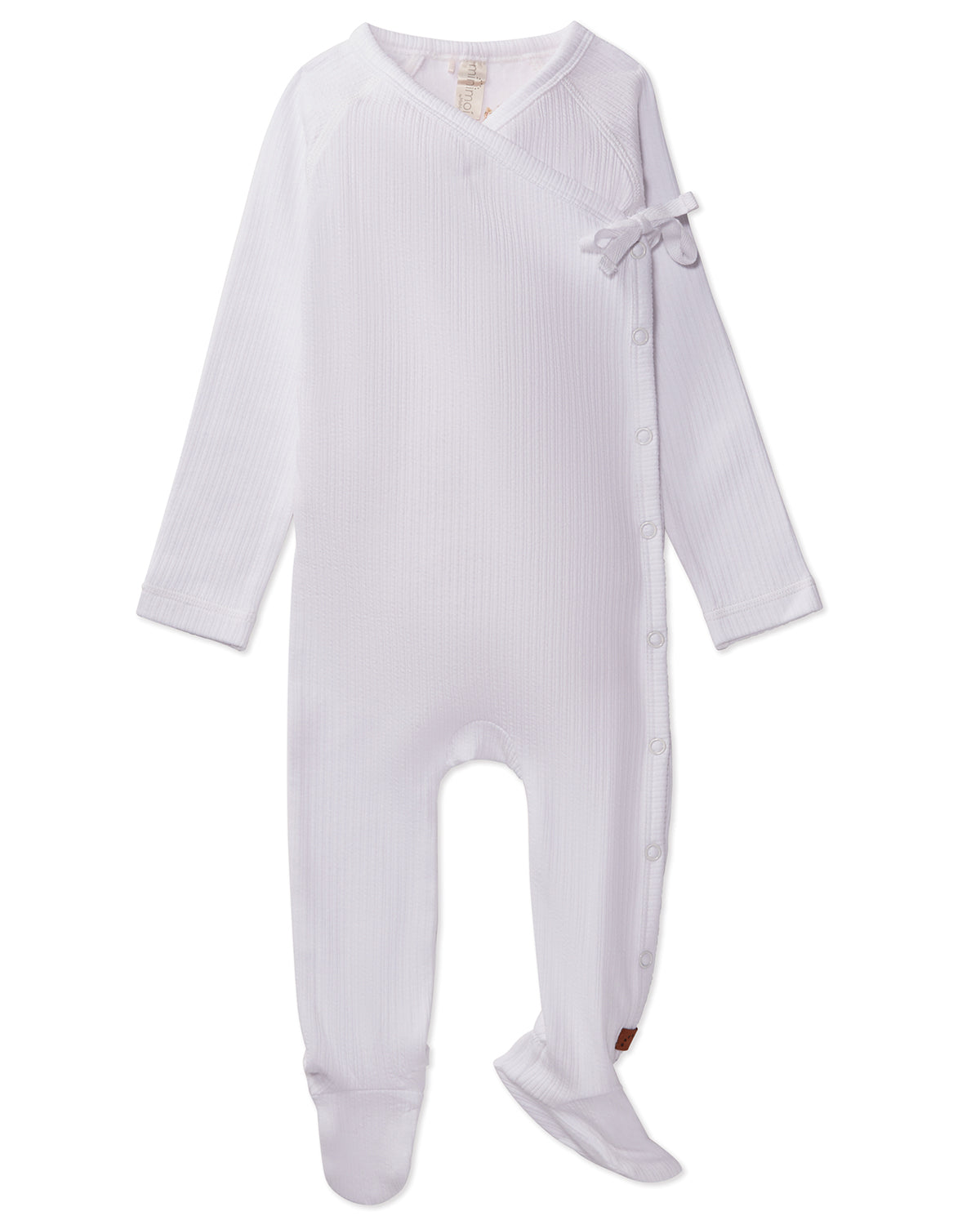 Solid Ribbed Cross Over Tie Footie : Color: White