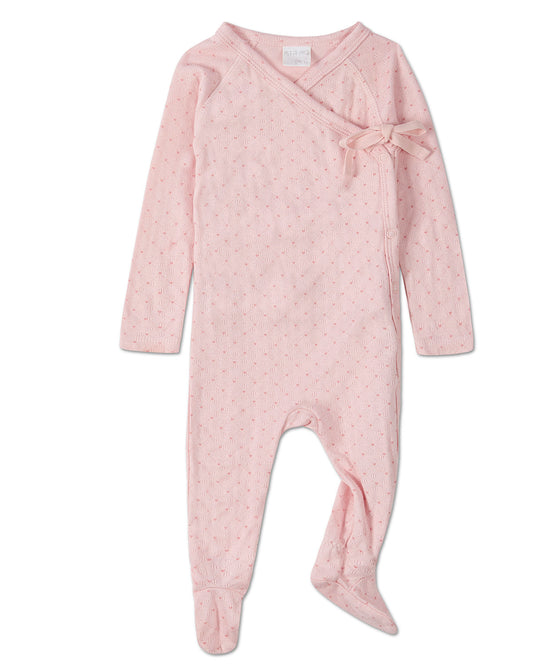 Baby and Toddler Girls "Little Hearts" Pointelle Rayon from Bamboo Blend Footie : Color: Pink
