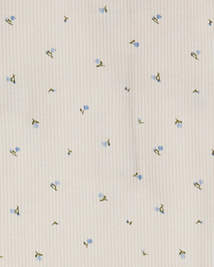 Baby "Sprigs Have Sprung" Mini-Rib Rayon-Blend Crossover-Neck Footie