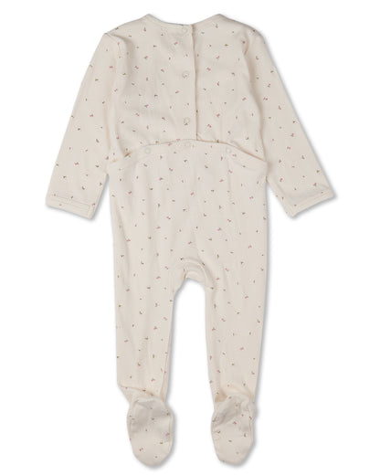 Baby "Sprigs Have Sprung" Mini-Rib Rayon-Blend Crossover-Neck Footie