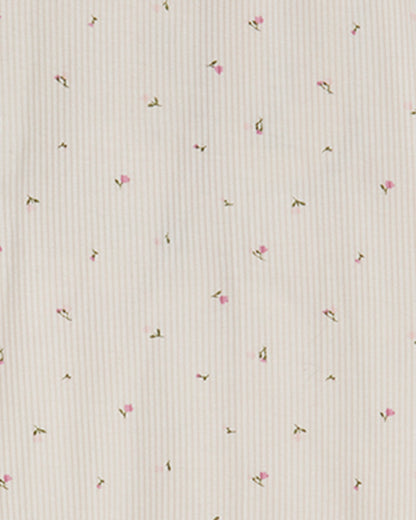 Baby "Sprigs Have Sprung" Mini-Rib Rayon-Blend Crossover-Neck Footie
