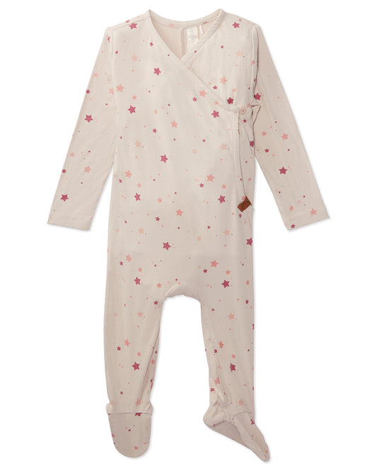 Ribbed Star Footie : Color: Rose