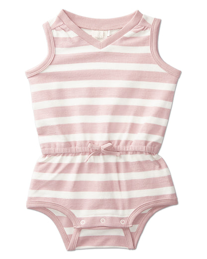 Terry Striped Romper : Color: Pink