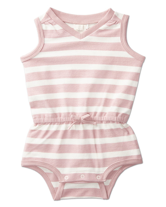 Terry Striped Romper : Color: Pink