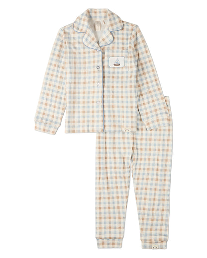 2 Piece Kids "Let Your Dreams Set Sail" Pointelle Plaid Pajama Set
