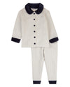 2 Piece Kids Chevron-Printed Cotton-Rich Velour-Trim Pajama Set