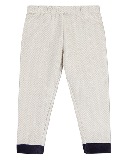 2 Piece Kids Chevron-Printed Cotton-Rich Velour-Trim Pajama Set
