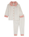 2 Piece Kids Chevron-Printed Cotton-Rich Velour-Trim Pajama Set