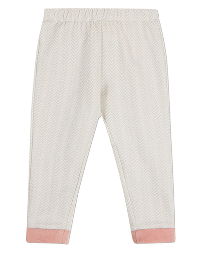 2 Piece Kids Chevron-Printed Cotton-Rich Velour-Trim Pajama Set