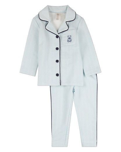 2 Piece Kids "Snuggly Bear" Chevron-Printed Cotton-Rich Pajama Set