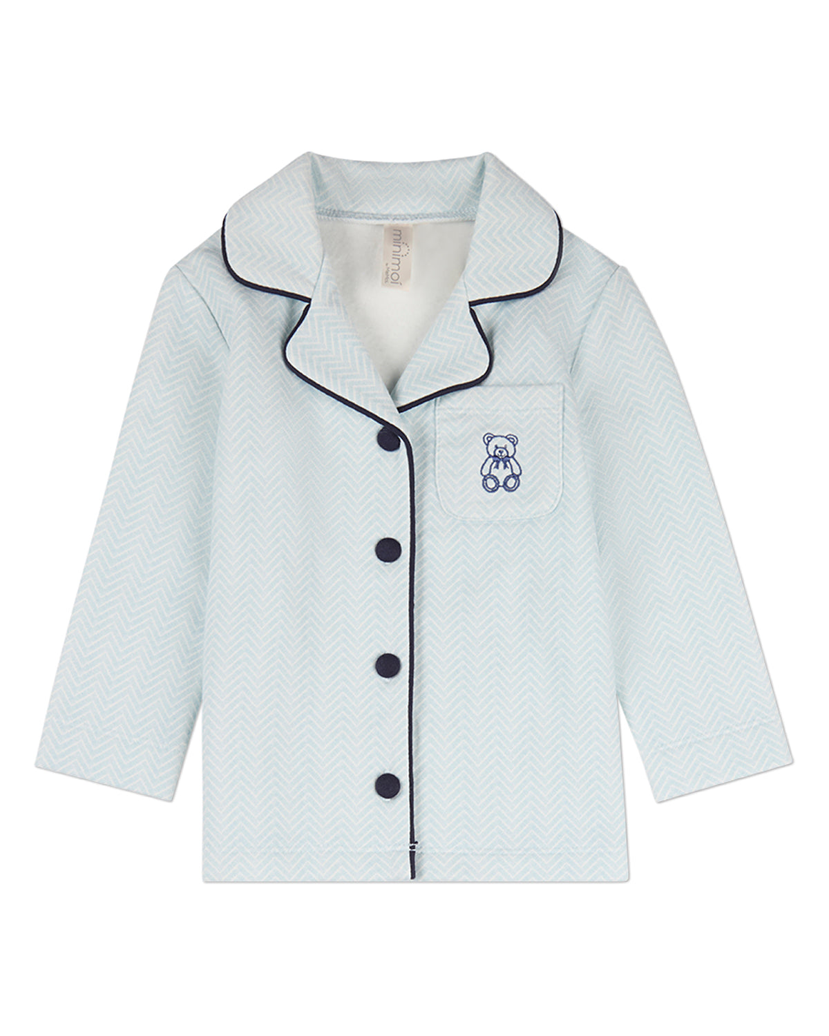2 Piece Kids "Snuggly Bear" Chevron-Printed Cotton-Rich Pajama Set