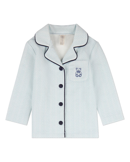 2 Piece Kids "Snuggly Bear" Chevron-Printed Cotton-Rich Pajama Set
