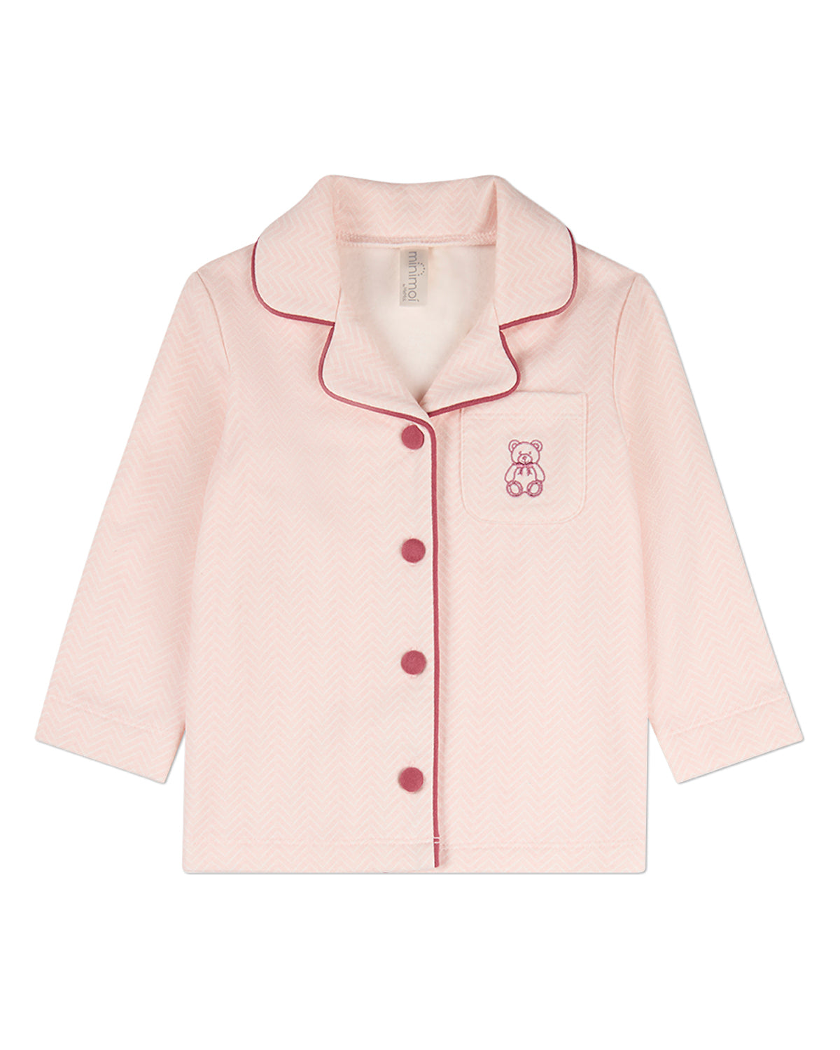 2 Piece Kids "Snuggly Bear" Chevron-Printed Cotton-Rich Pajama Set