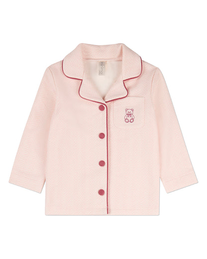 2 Piece Kids "Snuggly Bear" Chevron-Printed Cotton-Rich Pajama Set