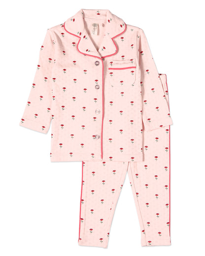 2 Piece Girls "Plant Your Dreams & Grow Happy" Pointelle Pajama Set : Color: Pink