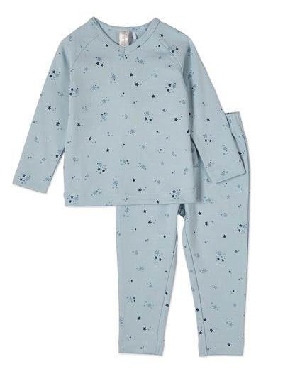 2 Piece Boys "My Brightest Star" 100% Cotton V-Neck Pajama set : Color: Blue