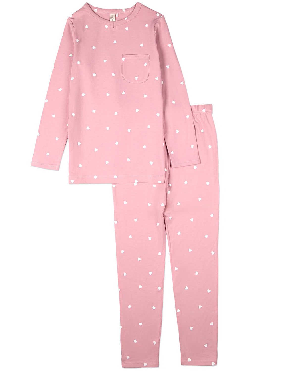 2 Piece Girls "Kind Hearts" Rayon Blend Pull-On Pajama Set : Color: Old Rose
