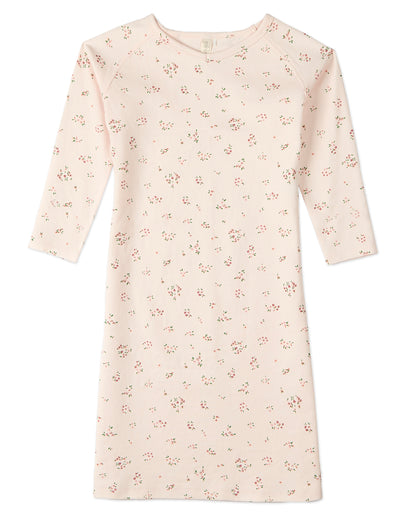 Girls "Cameo Florals" 100% Cotton Pullover Nightgown : Color: Soft Pink