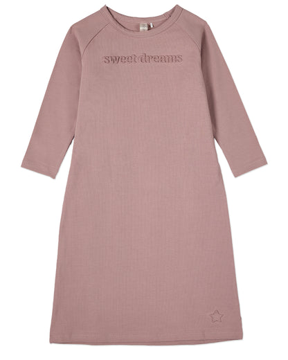 Girls "Sweet Dreams" Cotton Rich Night Gown with Embossed 3D Graphics : Color: Mauve