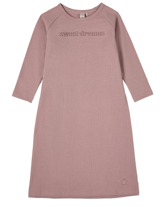 Girls "Sweet Dreams" Cotton Rich Night Gown with Embossed 3D Graphics : Color: Mauve