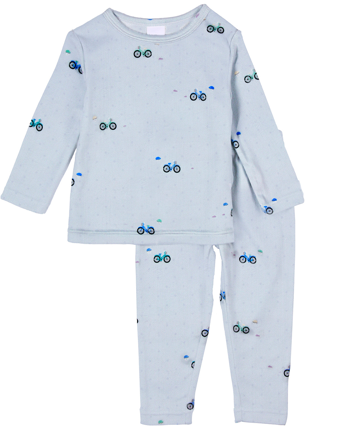 2 Piece Boys Pointelle "Living The Bike Life" Pajama Set : Color: Blue
