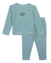 2 Piece Kids Mini-Stripe "Generation MiniMoi" Pajama Set : Color: Emerald Green