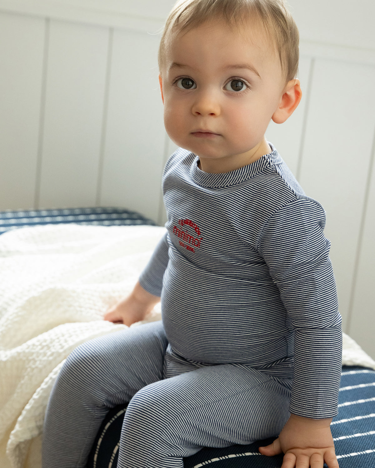 2 Piece Kids Mini-Stripe "Generation MiniMoi" Pajama Set : Color: Red