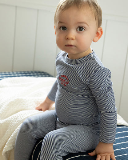 2 Piece Kids Mini-Stripe "Generation MiniMoi" Pajama Set : Color: Red