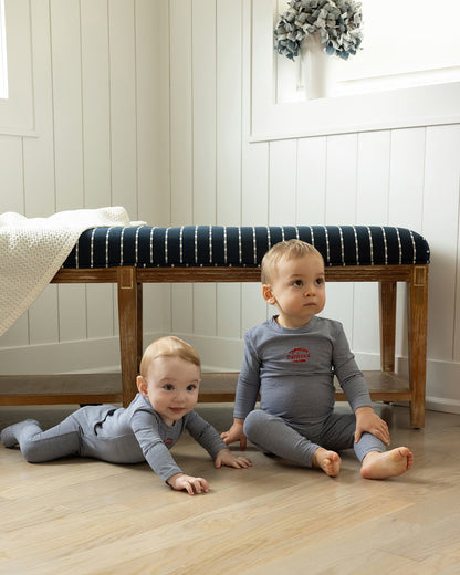 2 Piece Kids Mini-Stripe "Generation MiniMoi" Pajama Set : Color: Red