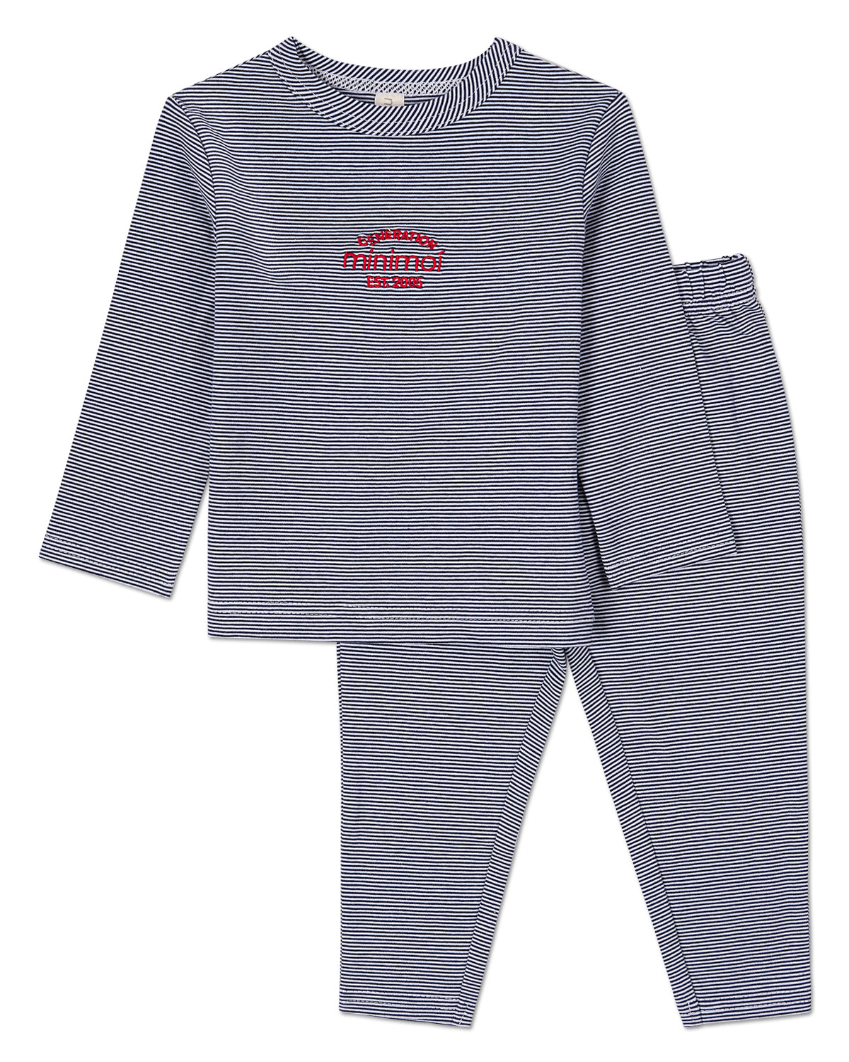 2 Piece Kids Mini-Stripe "Generation MiniMoi" Pajama Set : Color: Navy