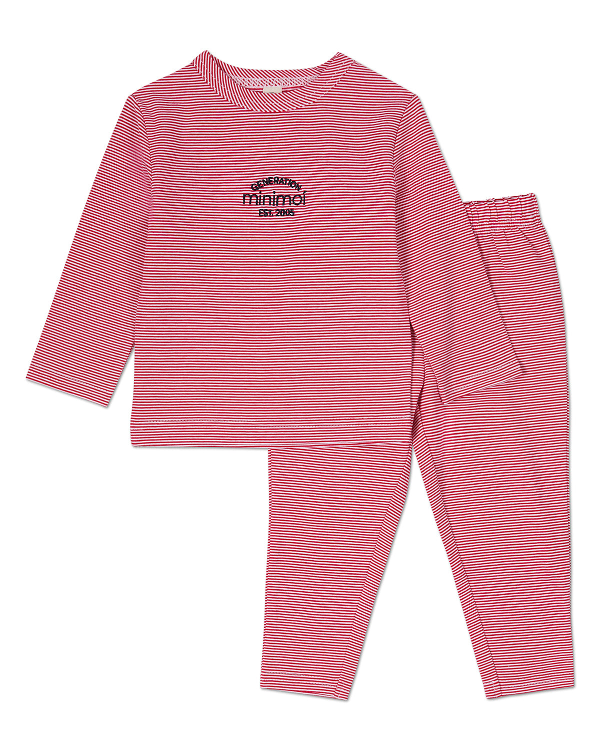 2 Piece Kids Mini-Stripe "Generation MiniMoi" Pajama Set : Color: Red