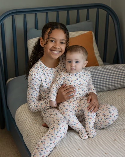 2 Piece Girls "Candied Hearts" Pointelle Pull-On Pajama Set