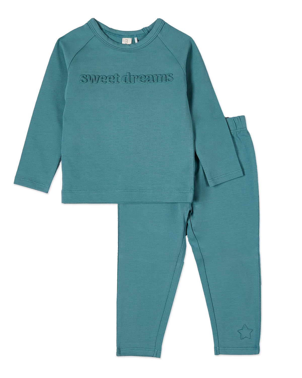 2 Piece Kids "Sweet Dreams" Cotton Rich Fleece 3D Embossed Pajama Set : Color: Arctic